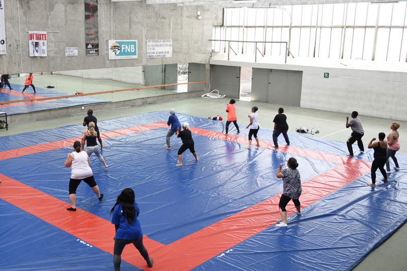 Working up a sweat at the new lunchtime aerobics sessions at UCT’s Sports Centre.