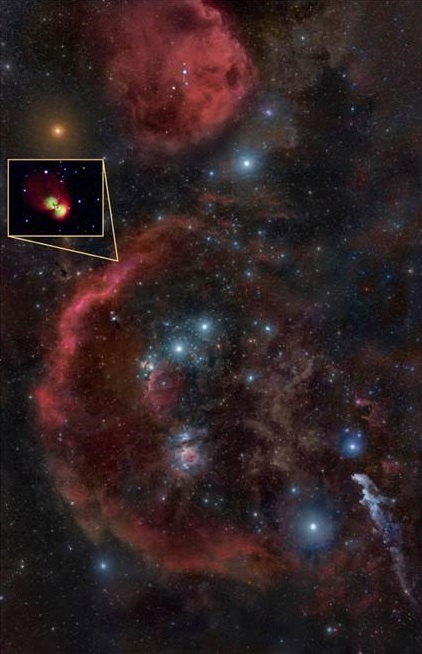 Location of Te 11 in the constellation Orion (background image by<br /> Rogelio Bernal Andreo).