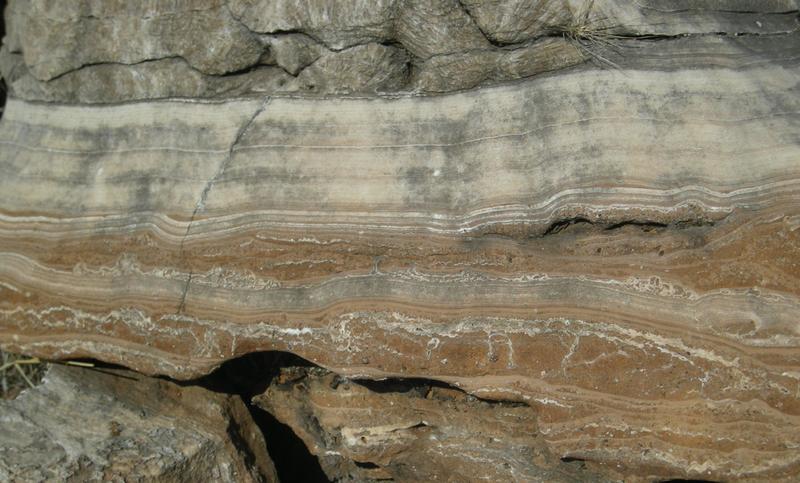Massive layers of flowstone like these form gradually over time as water flows into caves. By dating these flowstones in the Cradle of Humankind, Dr Robyn Pickering and her colleagues were able to figure out a timeline for human evolution in South Africa. <b>Photo</b> Robyn Pickering. 