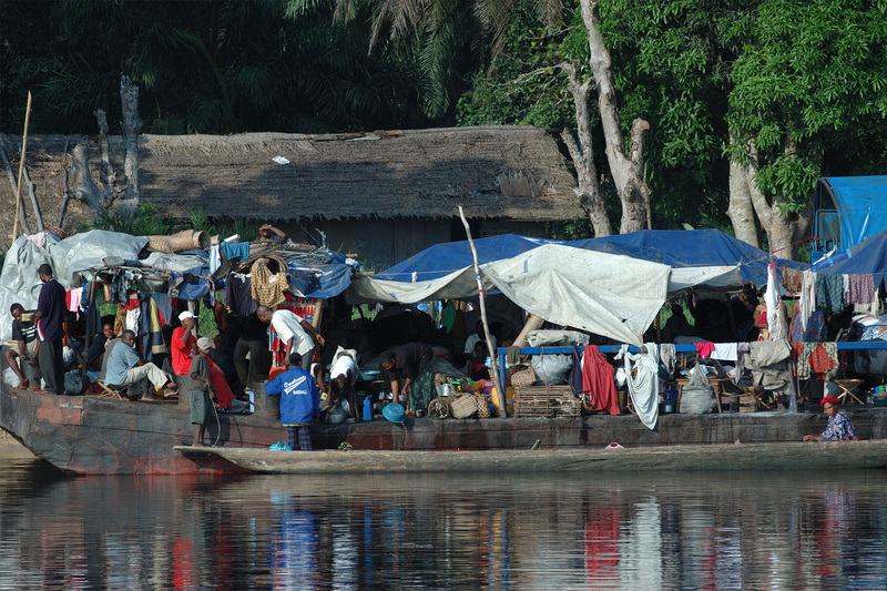 Refugees living in makeshift tents on the Congo River.