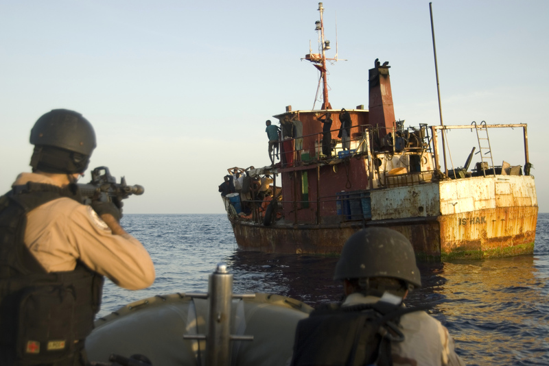 Members of a combined task force capture suspected Somali pirates after responding to a merchant vessel distress signal. Piracy in Somali waters led to an unprecedented global response that has not been matched by responses to other types of maritime crime.