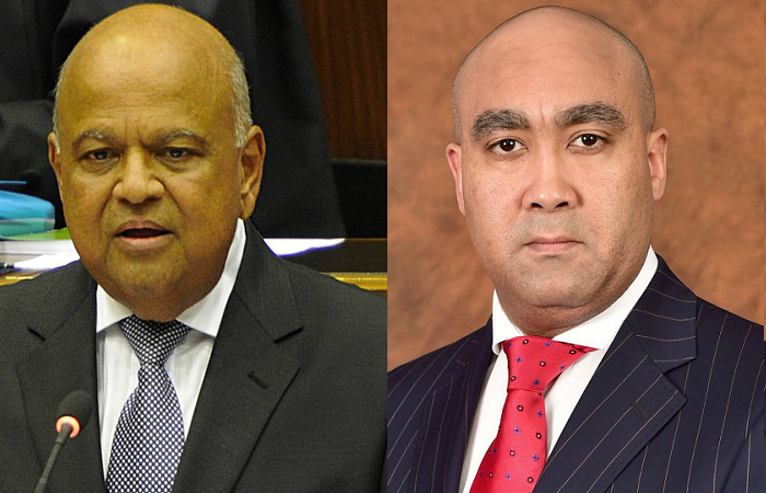 Head of South Africa’s National Prosecuting Authority, Shaun Abrahams (right), dropped a fraud charge against the finance minister Pravin Gordhan (left).
