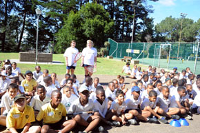 learners on tennis court