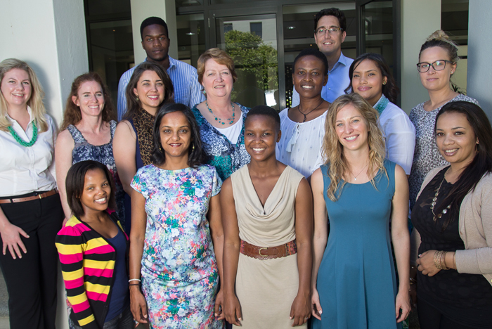 The team at the Bertha Centre for Social Innovation and Entrepreneurship, winners of this year's Social Responsiveness Award. From the back (left to right): Barry Panulo and Dr Francois Bonnici. Middle row: Louise Albertyn, Susan De Witt, Katusha de Villiers, Nicolette Laubscher, Ncedisa Nkonyeni, Olwen Manuel, Tine Fisker Henriksen. Front row: Zikhona Stuurman, Sulona Reddy, Tsakane Ngoepe, Aunnie Patton, Stacey Thorne.