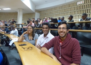 Ra'eesah Manie, Tej Bagirathi and Aneet Daji (Commerce Students' Council reps) at the forum.