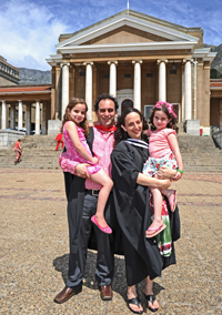 Cal Volks (right) with partner Dr Sascha Edelstein and their daughters Leila and Kiera