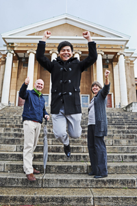 Yu-Hsiang Lu congratulated by Prof Mark Graham (left) and Prof Alex Watson