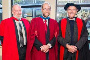 Prof Martin Wittenberg (middle), Prof Don Ross (left) and Emer Prof Francis Wilson