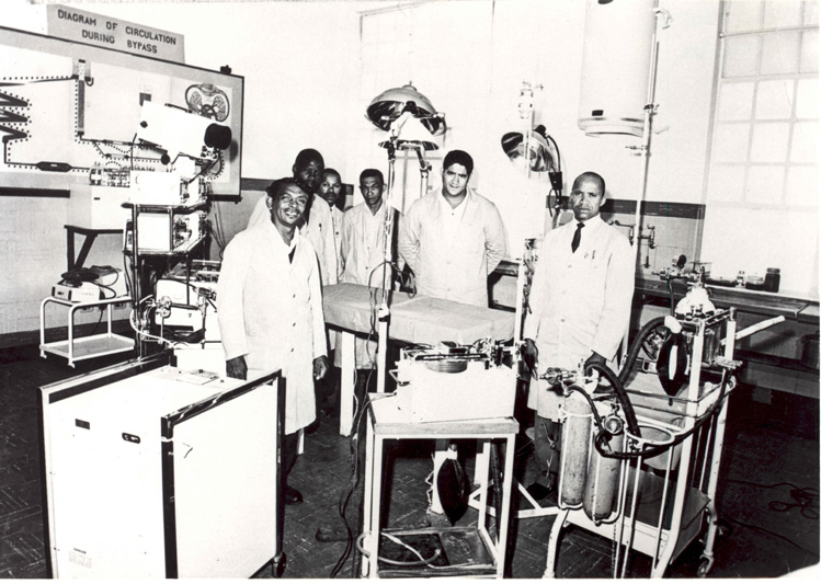 Hamilton Naki (far right) with members of the surgical support staff at Groote Schuur Hospital.