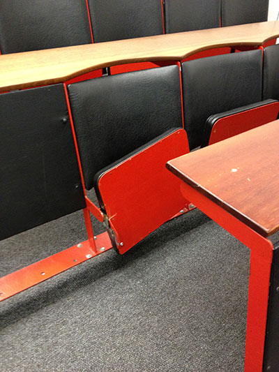 Prior to the upgrades, many classrooms were riddled with broken seats. 