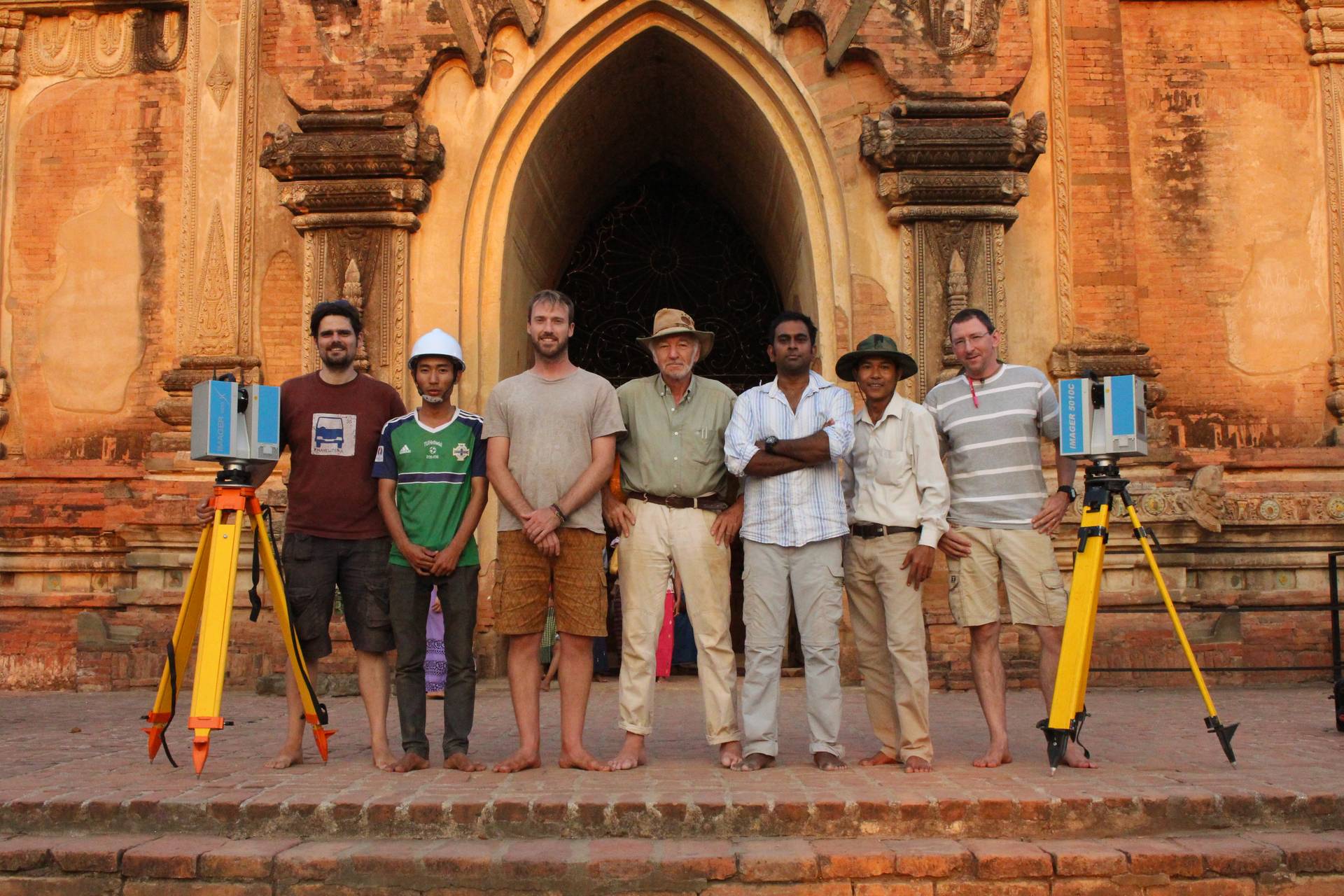 The Zamani team plus two assistants: (from left) Christoph Held, Thu Ya Kyaw (assistant), Stephen Wessels, Emer Prof Heinz Ruther, Roshan Bhurtha, Soe Win Htay (assistant) and Ralph Schroeder.