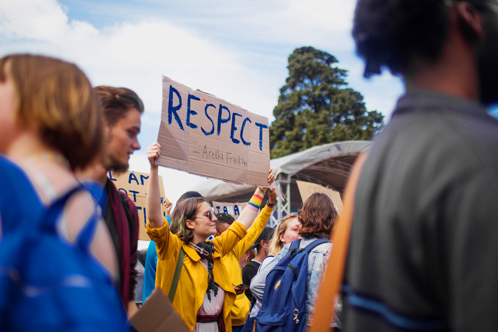 Students demand respect for UCT’s queer community at the Pride march on the plaza, held on 11 October.