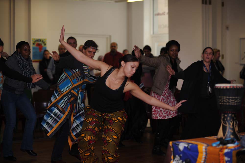 The Faculty of Commerce welcomed the Centre for African Studies on 25 May 2011, for feel-good African dance, with Janine Booysens (dance student).