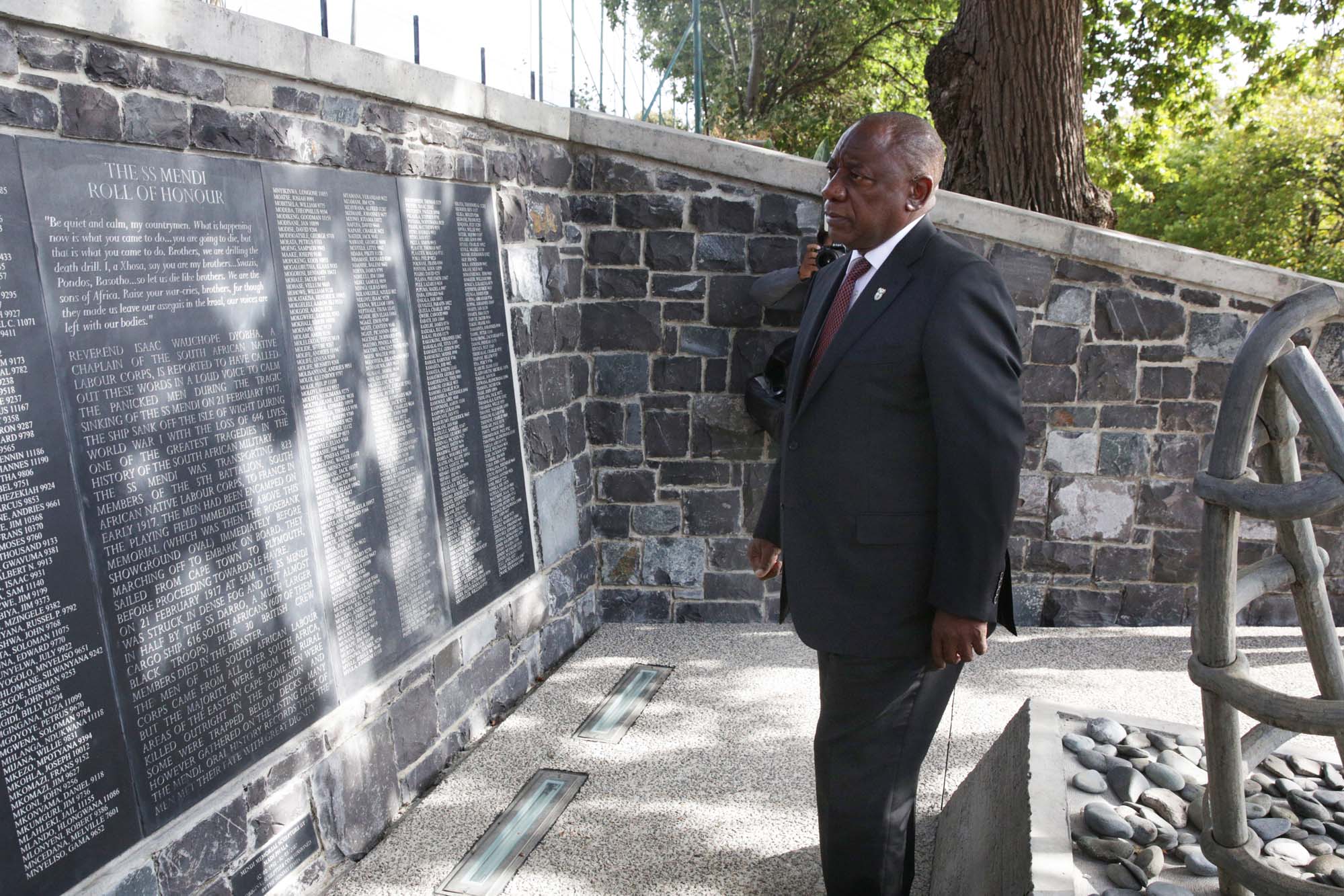 President Cyril Ramaphosa visited lower campus on 21 February to lay a wreath at the SS <i>Mendi</i> Memorial in honour of the South African soldiers who died when the ship sank in 1917.