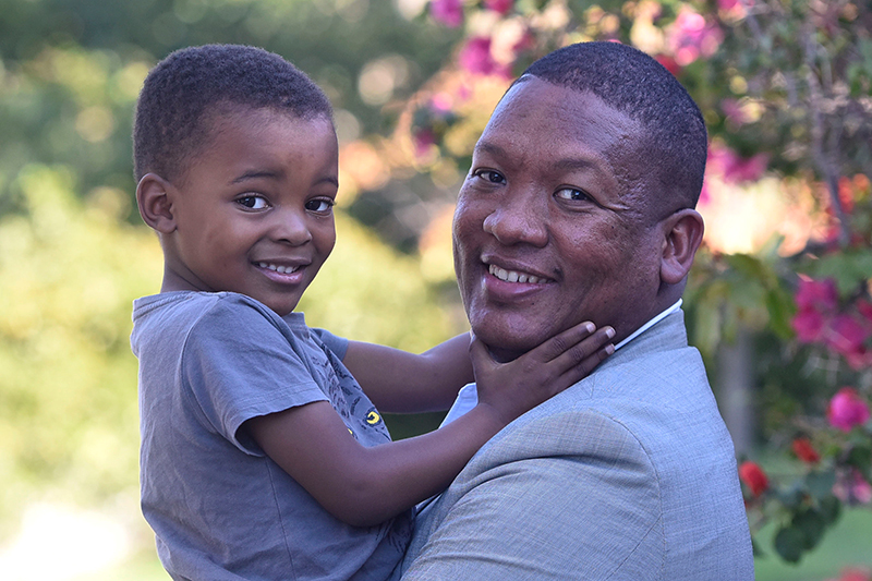 Aloy Gowneand his son Oratile