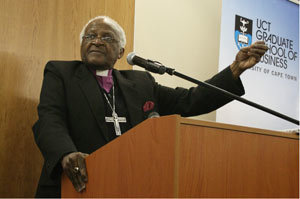 Archbishop Emeritus Desmond Tutu spoke at the UCT Graduate School of Business Corporate Learning 2009 Celebration on 20 August.