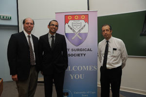 Kick off: Attending the UCT Surgical Society's first lecture on 17 February were (from left) Prof Alp Numanoglu, Thadathilankal John and Prof Delawir Kahn.