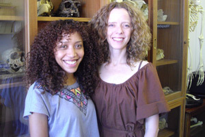 Shedding new light on the origin of our species: Associate Professor Rebecca Ackermann, from UCT's Department of Archaeology and PhD student, Lauren Schroeder who were part of the scientific team analysing fossils using data extracted from laser surface scans of the juvenile and adult mandibles.