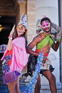 The joint winners: (From left) Ubunye's The Queen ("who better to promote safe sexual behaviour than the Queen?" explained a designer) and SHAWCO's Senzo Hlophe in drag.