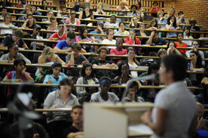Paying attention: Scenes like this will dominate UCT's campuses from today. [law book034].