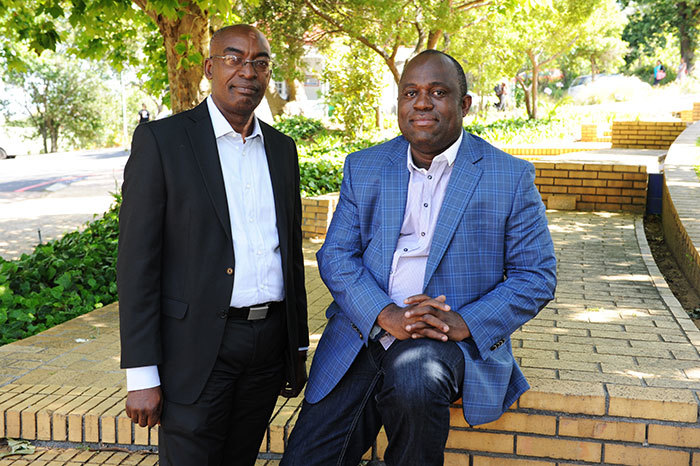 African fellows: Profs Olawale Ajai of Nigeria (left) and Etienne Nsie of Gabon, who were hosted by the Centre for Comparative Law in Africa, inaugural fellows of the Olu Akinkugbe Business Law in Africa Fellowship. The fellowship is the result of an endowment made to UCT, the first by an African donor outside South Africa.