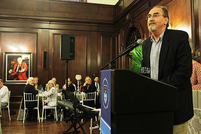 "My name is Christopher. I have an addiction for UCT. I've been off the wagon since 1967" – the beginning of Associate Professor Christopher Gilmour's toast to the university at the UCT Retirees Dinner on 13 November 2014.
