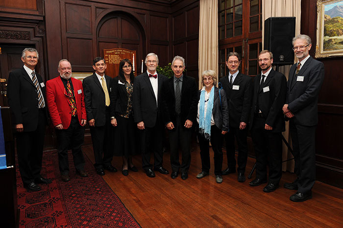 New fellows: From left are Profs Nigel Worden, Don Ross, Greg Hussey, Sue Harrison, Danie Visser, Dr Max Price, Profs Naomi Levitt, Steve Richardson, Eric van Steen and Murray Leibbrandt. (Missing: Emeritus Professor Clifford Shearing)