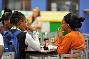 Costly nutrition: Students tuck into lunch in the food court on UCT's upper campus. A study by the African Climate and Development Initiative suggests that there is a lot of scope for the carbon footprint of UCT's food system to be reduced.