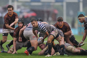 Winning focus: UCT captain Liam Slatem gets the ball moving crisply during the Ikeys' 20-8 victory against local rivals Maties in the 2014 Varsity Cup semi-final.