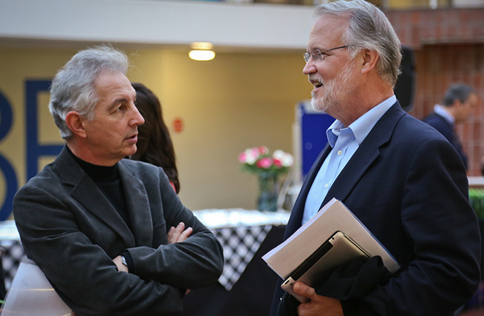 Partnership: Dr Max Price (left), UCT Vice-Chancellor, chats to Professor Craig Calhoun, director of the LSE, at the launch of the LSE-UCT July School 2014 on 29 June.