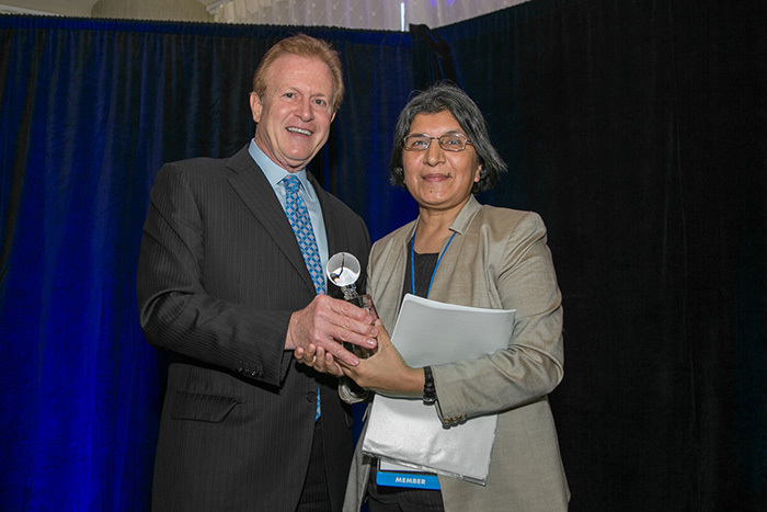 Associate Professor Rashida Manjoo was recently presented with the International Human Rights Award in Boston by Don Bivens, the American Bar Association (ABA) Section of Litigation Chair 2013-2014.