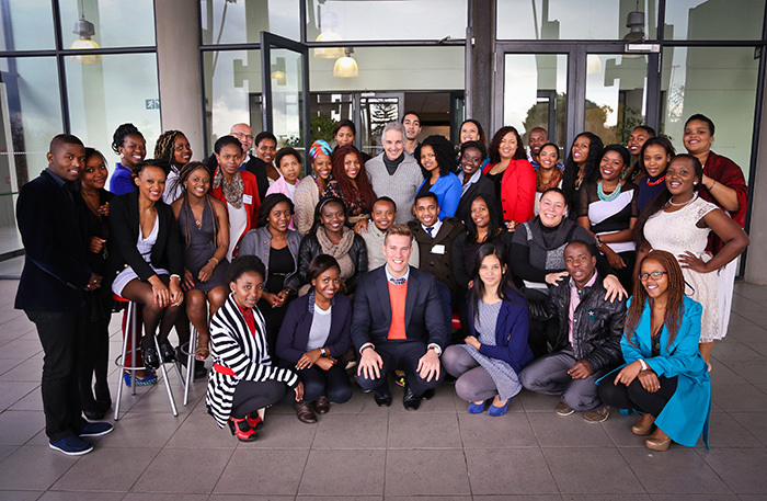 UCT Vice-Chancellor Dr Max Price (centre) with the student callers who raised R5.4-million '“ more than three times their target '“ in the university's annual phonathon.