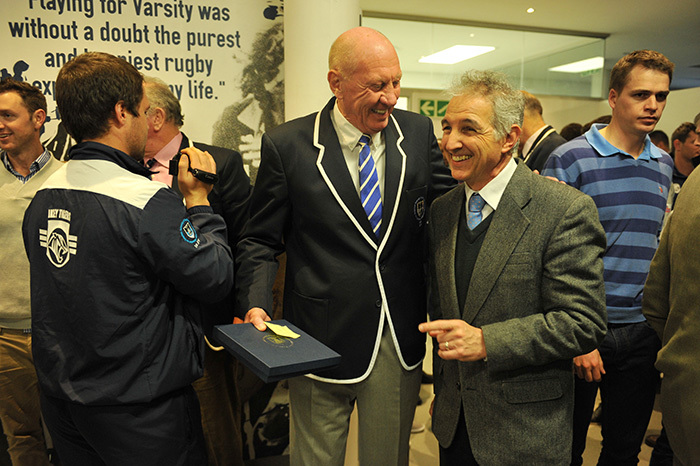 Neville Isdell, a UCT alumnus and former CEO of Coca-Cola, with UCT Vice-Chancellor Dr Max Price after the opening of the Neville Isdell Rugby Centre.