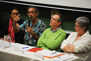 Defending freedom: Panellists participating in the Big African Debate on sexuality and the law on 20 May included (from left) Dr Barbara Boswell, Adewale Maja-Pearce and Professors Pierre de Vos and Julia Stewart.