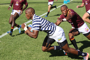 >Unstoppable: Lihleli Xoli goes in low, just prior to scoring a try for Ikeys at the Danie Craven Stadium in Stellenbosch. UCT trounced the home team 33-16 earlier this month.