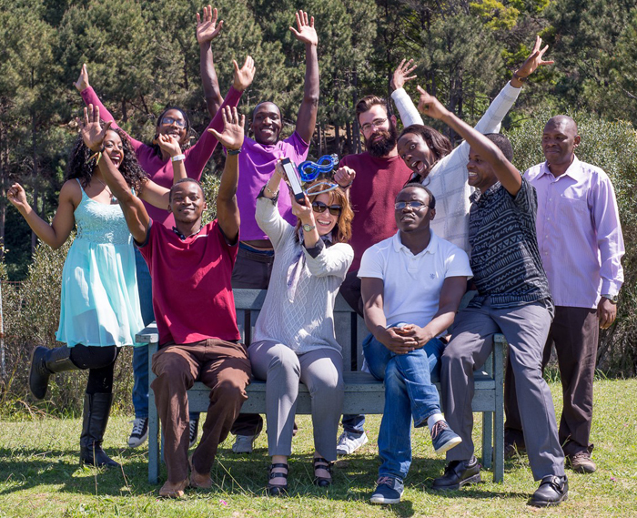 Celebrating the award are iCOMMS members Tapfuma Pashapa, Haji Ali, Chemisto Musa, Lulama Ngobeni, Runyararo Chibota, Hosea Arito, Prof Ulrike Rivett, Gordon Amoako, Fiona Ssozi-Magarura and Carl Jacobs. (Photo supplied)