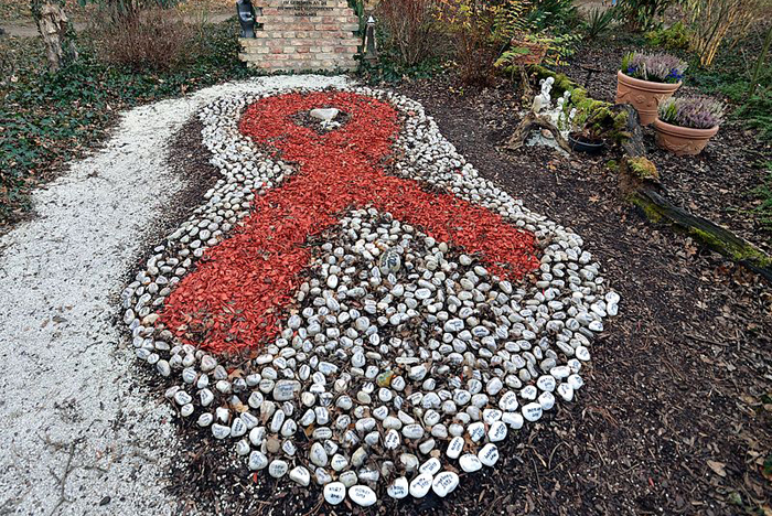 AIDS memorial. Image by Herzi Pinki from <a href="https://commons.wikimedia.org/wiki/File:Wallfahrtskirche_Maria_Gr%C3%BCn_-_AIDS_memorial.jpg" target="_blank">Wikimedia Commons</a>.