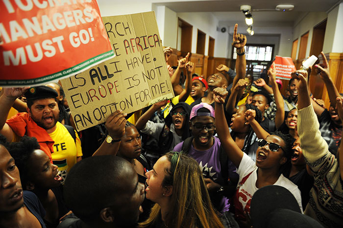 Students protesting in Bremner Building on Friday afternoon.