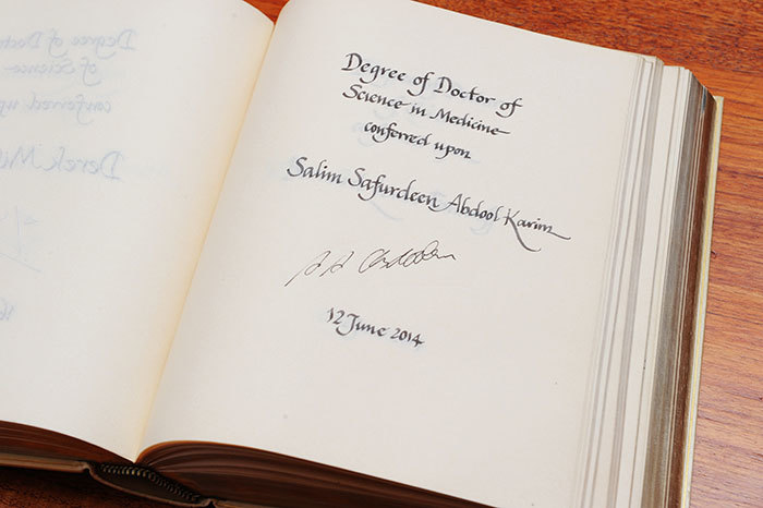 UCT's 'Golden Book' is signed by all honorary graduates.