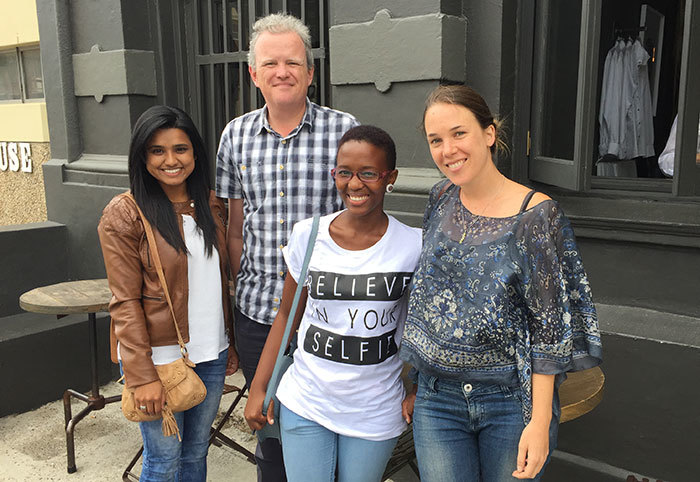 Queen's winners: From left Patrice Madurai; the British consul general for Cape Town, Chris Trott; Nosipho Bele; and Emma Dicks.