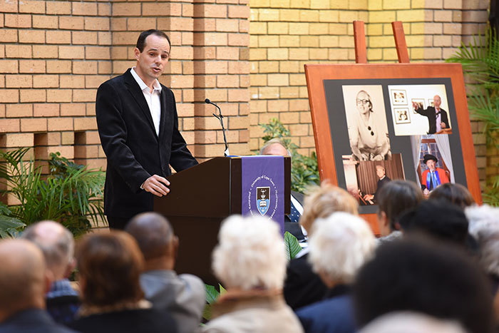 Dr Adam West described his father's career at UCT as something "which absorbed, interested and challenged him, and which he pursued with an enduring love for UCT and the certainty of the privilege of working here".