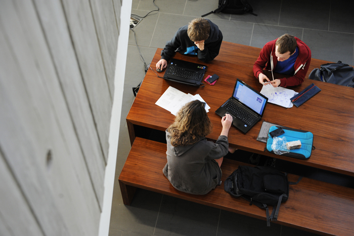 Students connect wirelessly to the UCT network.