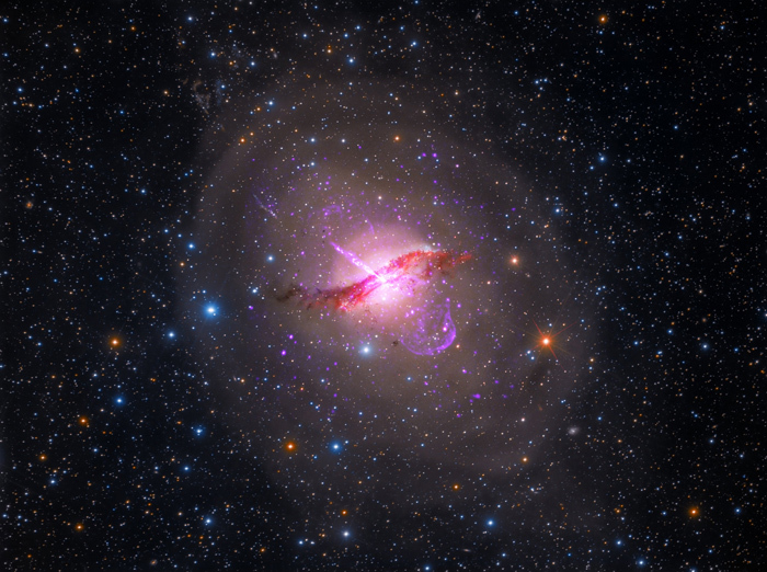The galaxy Centaurus A captured by the Chandra satellite observatory in space. Photo courtesy of <a href="http://chandra.harvard.edu/photo/2014/proam/more.html" style="font-weight: normal;" target="_blank">NASA</a>.