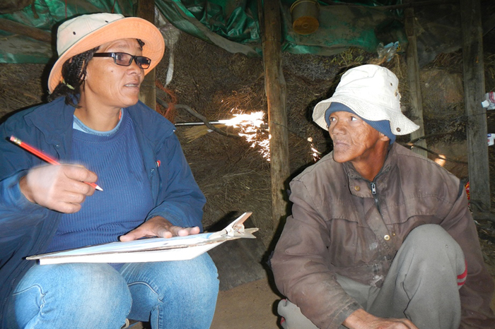 Interconnected: Namaqualander Marianna Lot at work in Paulshoek where she is part of the Plant Conservation Unit's project to protect the ecosystems of threatened remote communities. That work suffered a setback after the unit's research bakkie, a lifeline to these remote areas, was burnt during recent campus protests.