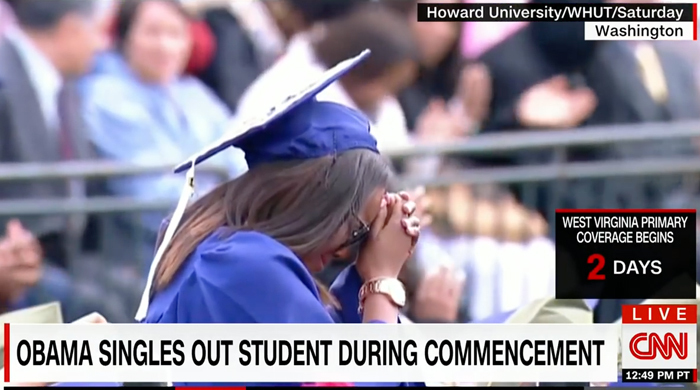 Ciearra Jefferson is overwhelmed by President Obama's attention at her graduation ceremony, as captured on camera by CNN.