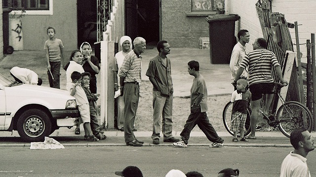 Street scene in the Bonteheuwel township on the Cape Flats in Cape Town.