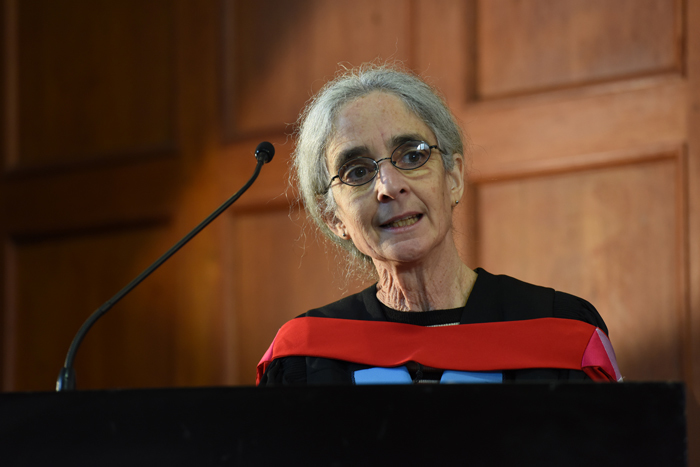 UCT Council's deputy chair Debbie Budlender addressed graduands at the third of the Faculty of Commerce ceremonies in June 2016.