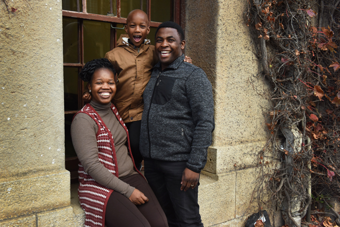 Fulufhelo Masithulela with his wife, Muthumuni, and his six-year-old son, Mukhethwa.