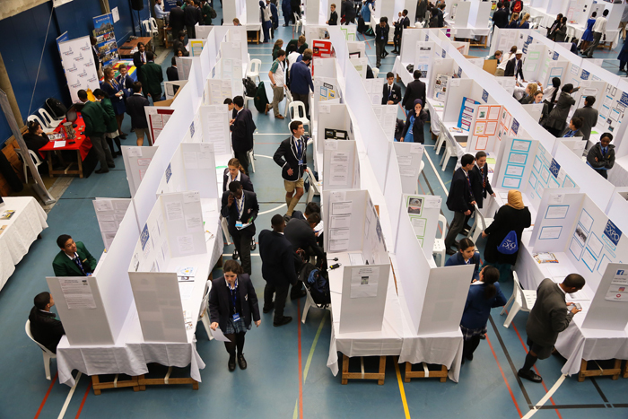 The UCT Sports Centre was wall to wall with the exhibits of students competing in The Eskom Cape Town Expo for Young Scientists.