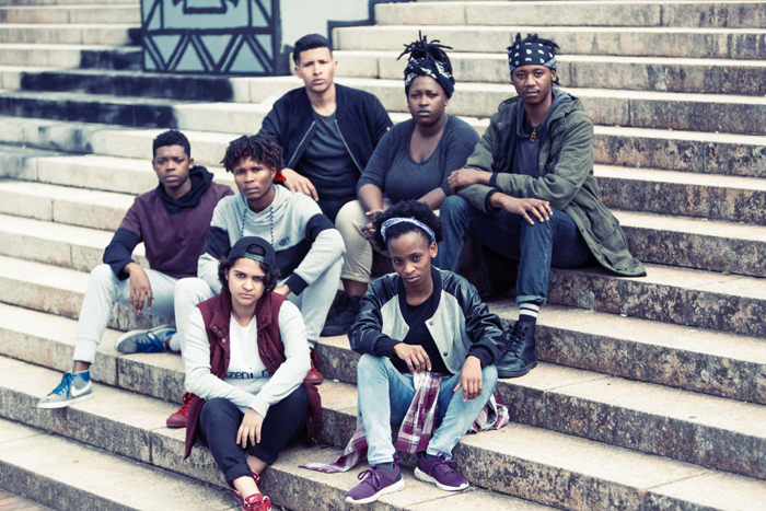 [From top left] Cleo Raatus, Tankiso Mamabolo, Sizwesandile Mnisi, [middle] Oarabile Ditsele, Sihle Mnqwazana, Thando Mangcu and [front] Ameera Conrad workshopped The Fall, a play that engages with the complex lives of the individuals within the Fees Must Fall and Rhodes Must Fall movements.